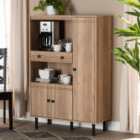 Baxton Studio MH8694-Oak-Cabinet Baxton Studio Patterson Modern and Contemporary Oak Brown Finished 1-Drawer Kitchen Storage Cabinet